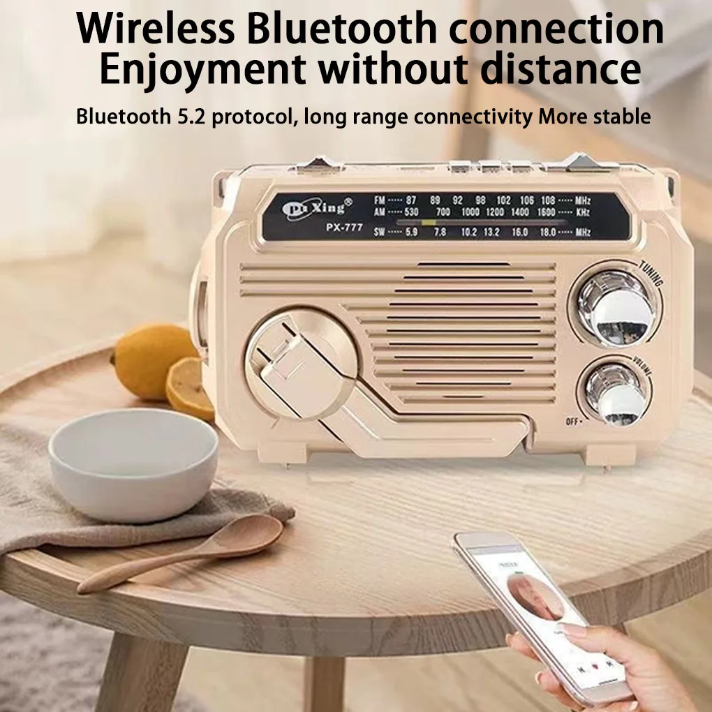 FM AM SW Radio Solar Charging Emergency Radios Receiver Hand Crank Bluetooth 5.2 Support TF USB Random Colors
FM AM SW Radio Solar Charging Emergency Radios Receiver Hand Crank Bluetooth 5.2 Support TF USB Random Colors