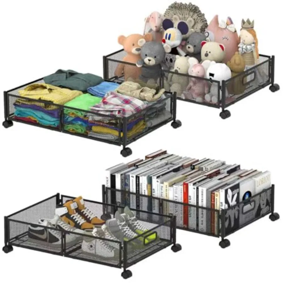 Under Bed Storage Containers, 4 Pack Foldable Underbed Storage Containers with Handles and Wheels, Folding Bed Shoes Clothes Or
Under Bed Storage Containers, 4 Pack Foldable Underbed Storage Containers with Handles and Wheels, Folding Bed Shoes Clothes Or