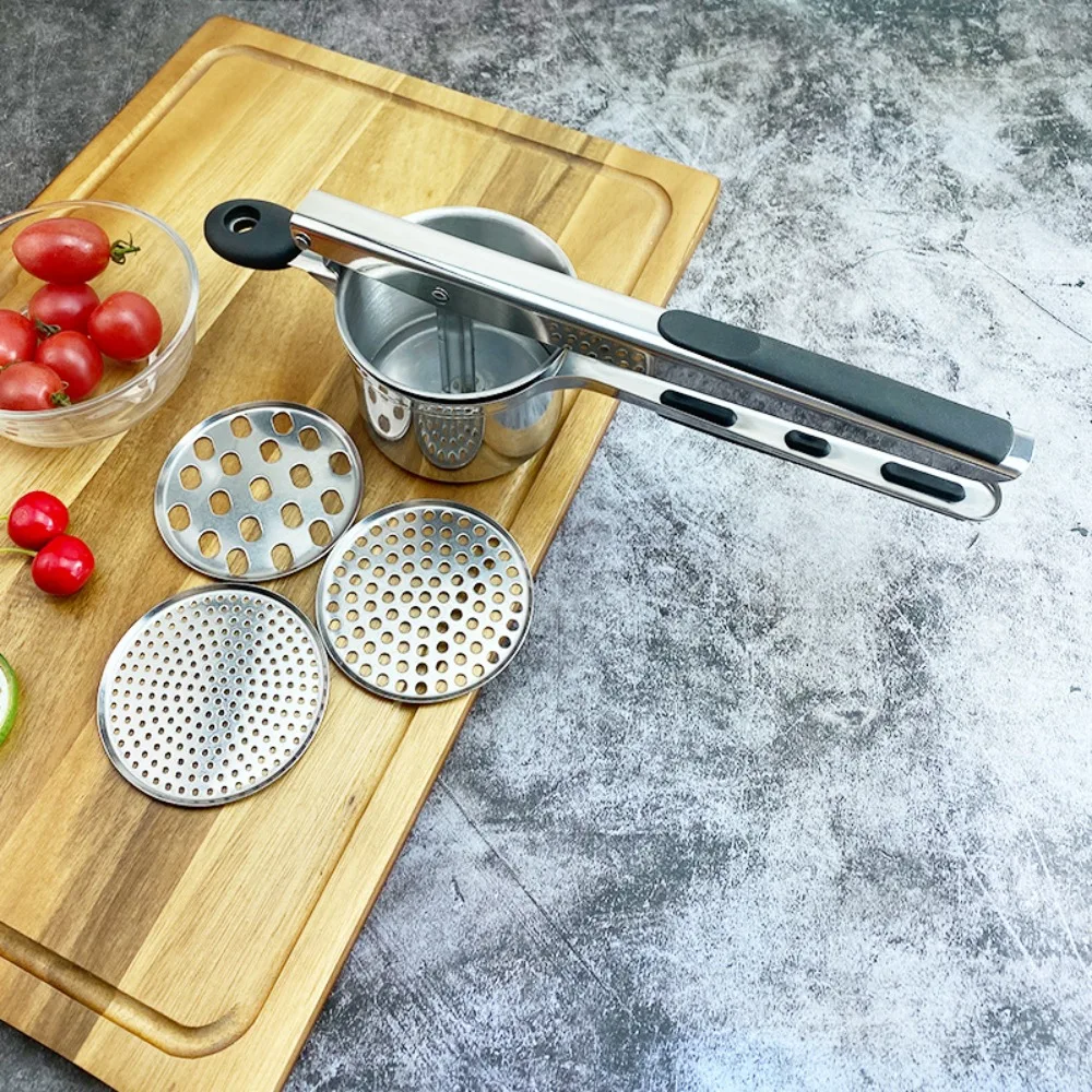 Stainless Steel Potato Masher Hand Press Manual Juice Squeezer with 3 Interchangeable Discs Silicone Handle Potato Ricer Maker
Stainless Steel Potato Masher Hand Press Manual Juice Squeezer with 3 Interchangeable Discs Silicone Handle Potato Ricer Maker