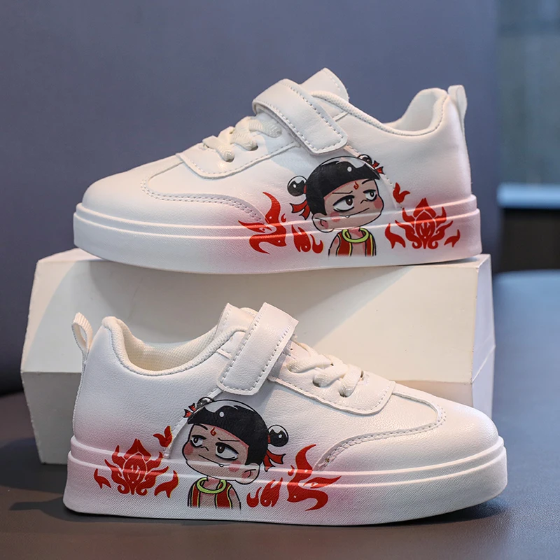 Ne Zha Print Cartoon Shoes Kids Hook Loop Leather Skate Shoes Boy Platform Low Top Child Skateboard Shoes zapatos de skateboard
Ne Zha Print Cartoon Shoes Kids Hook Loop Leather Skate Shoes Boy Platform Low Top Child Skateboard Shoes zapatos de skateboard