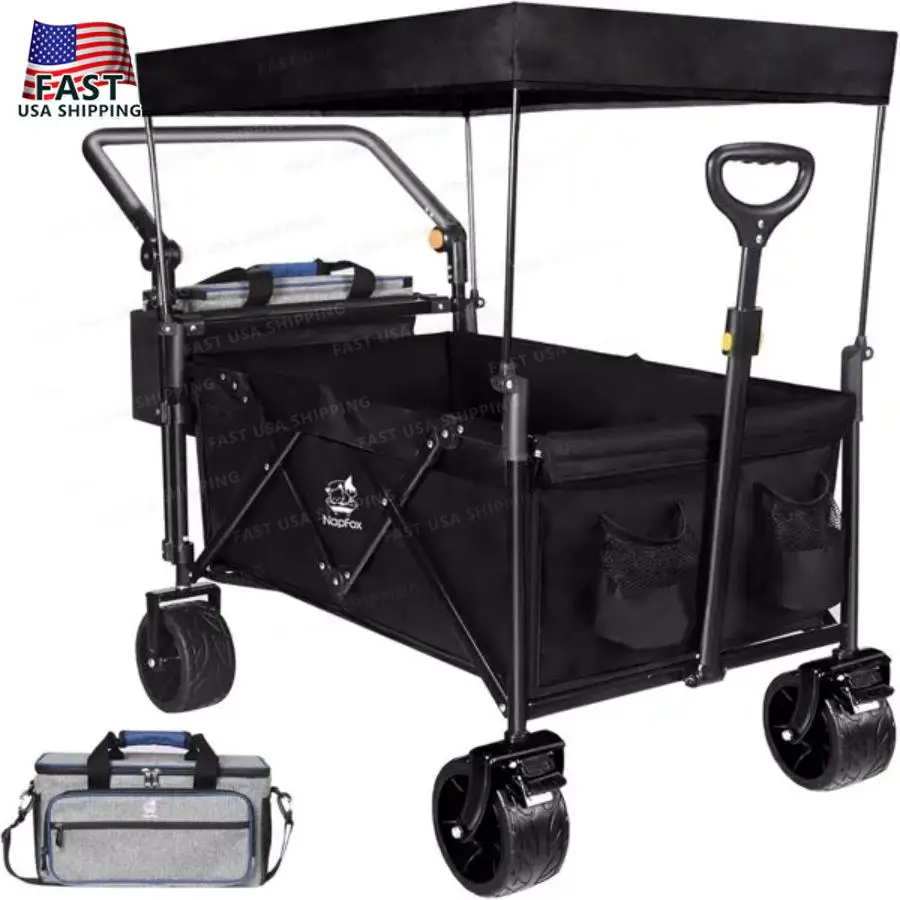 Heavy Duty Folding Wagon Cart Removable Canopy 4 Wide All Terrain Wheels Brake Adjustable Handles Cooler Bag Utility Carts Outd
Heavy Duty Folding Wagon Cart Removable Canopy 4 Wide All Terrain Wheels Brake Adjustable Handles Cooler Bag Utility Carts Outd
