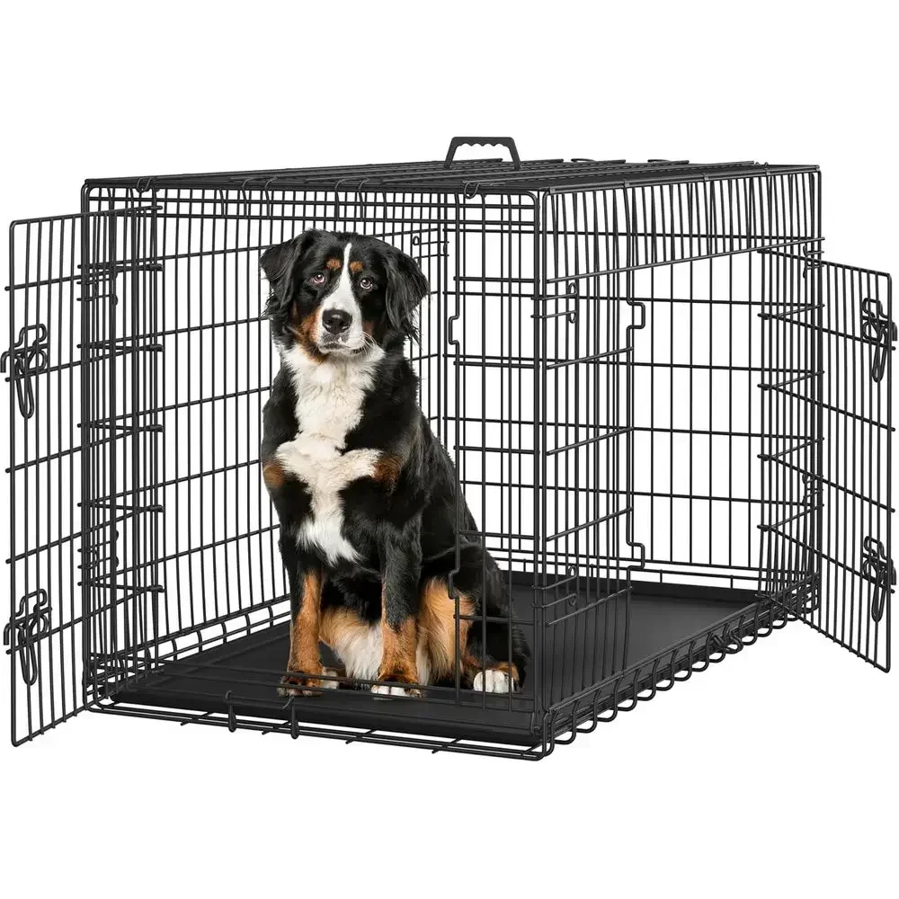 Large Collapsible Metal Dog Crate with Removable Tray, Puppy to Adult Use, Black
Large Collapsible Metal Dog Crate with Removable Tray, Puppy to Adult Use, Black