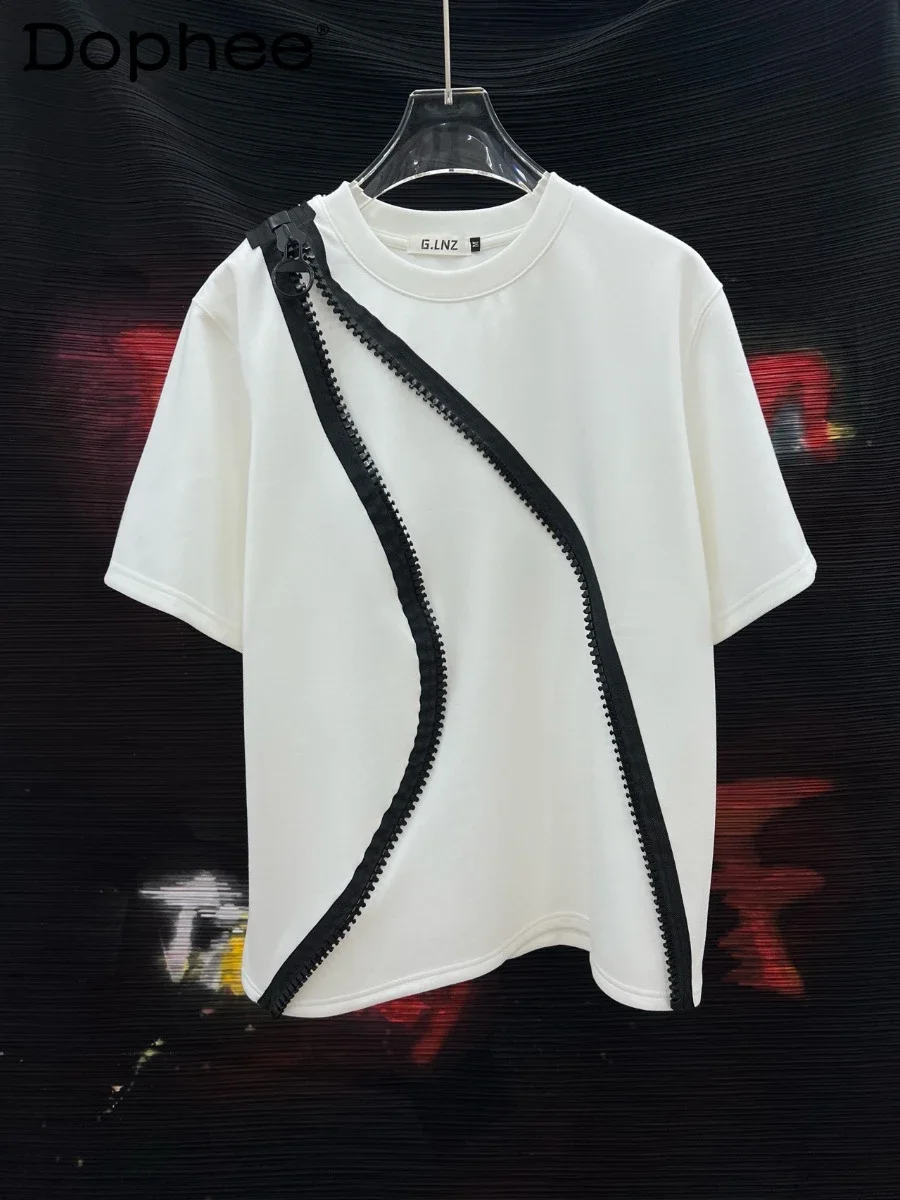 2024 Summer Zipper Short Sleeve T-shirts Men's Round Neck Casual All-Match Handsome Trendy High Street Loose Half Sleeve T-shirt
2024 Summer Zipper Short Sleeve T-shirts Men's Round Neck Casual All-Match Handsome Trendy High Street Loose Half Sleeve T-shirt