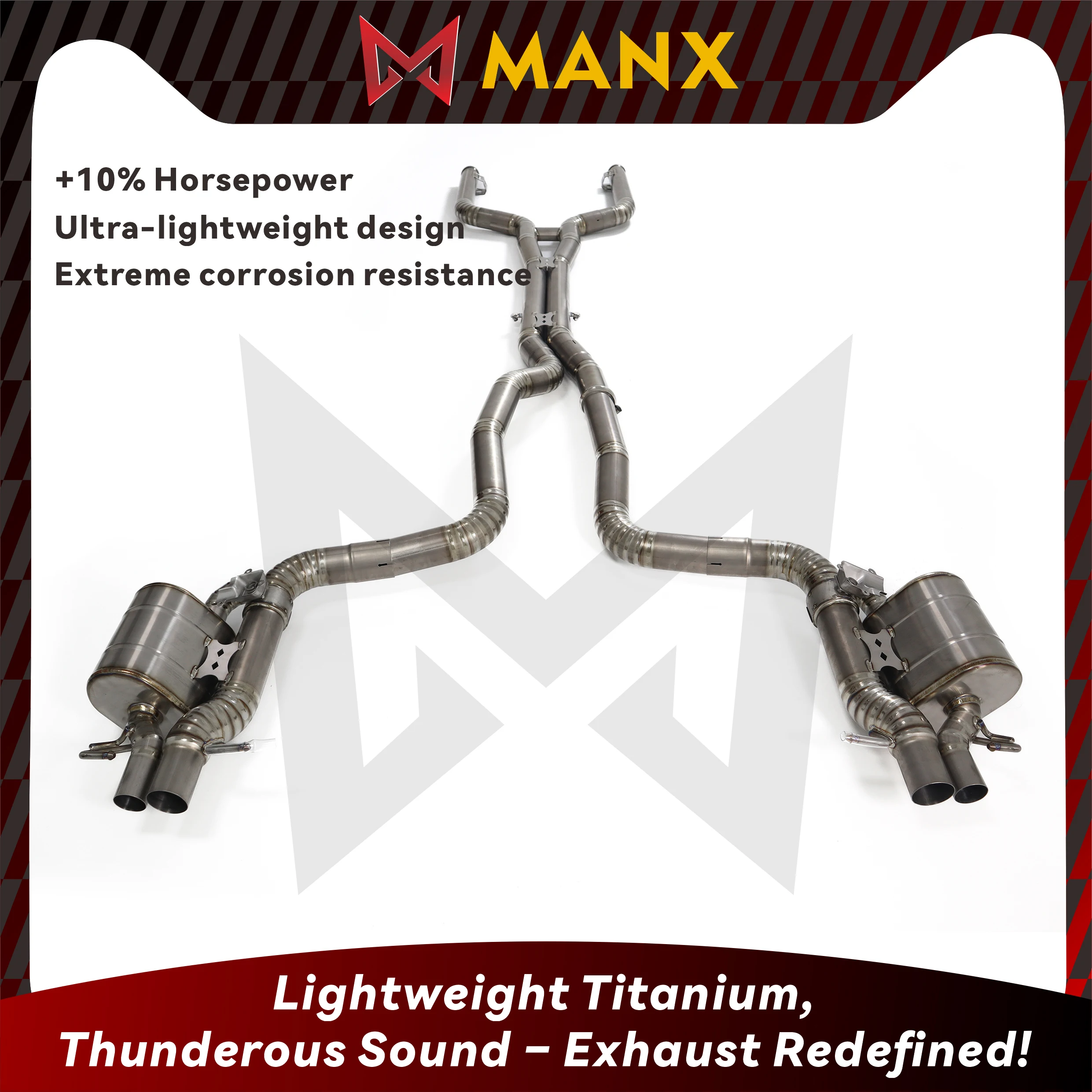 High Performance MANX Catback For Mercedes Benz C63 W205 Focus On Titanium Alloy High Quality Original Valve Muffler Auto Parts
High Performance MANX Catback For Mercedes Benz C63 W205 Focus On Titanium Alloy High Quality Original Valve Muffler Auto Parts