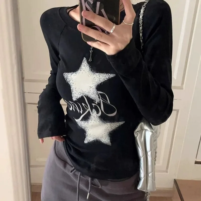 Y2k Star Letter Print Fashion T-shirts Women Long Sleeve Round Neck Tops Girl Autumn Winter American Slim Fit Streetwear Clothes
Y2k Star Letter Print Fashion T-shirts Women Long Sleeve Round Neck Tops Girl Autumn Winter American Slim Fit Streetwear Clothes