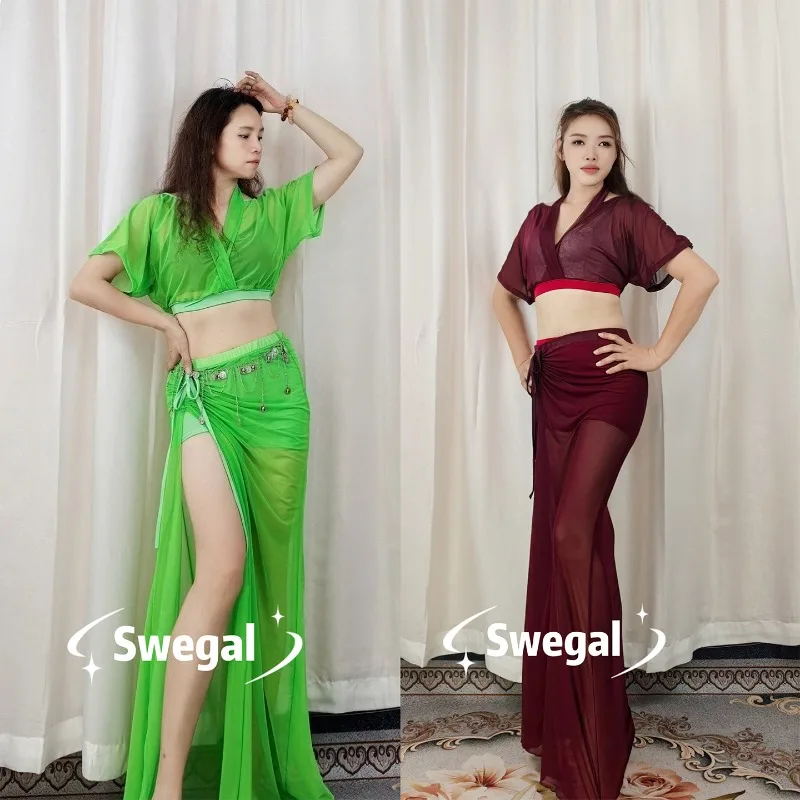 Customized SWEGAL Belly Dance Practice Dress Mesh Off Shoulder Hanging Neck Mesh Bat Sleeves with Drawstring Long Dress Set
Customized SWEGAL Belly Dance Practice Dress Mesh Off Shoulder Hanging Neck Mesh Bat Sleeves with Drawstring Long Dress Set