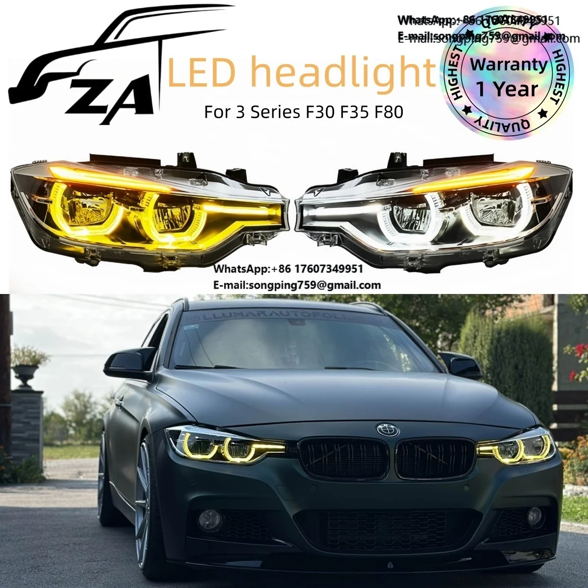 High-quality New Dual-color 6000K LED Headlights Assembly for 3 Series F30 F35 F80 Plug-and-play 12V with 6000 lm
High-quality New Dual-color 6000K LED Headlights Assembly for 3 Series F30 F35 F80 Plug-and-play 12V with 6000 lm