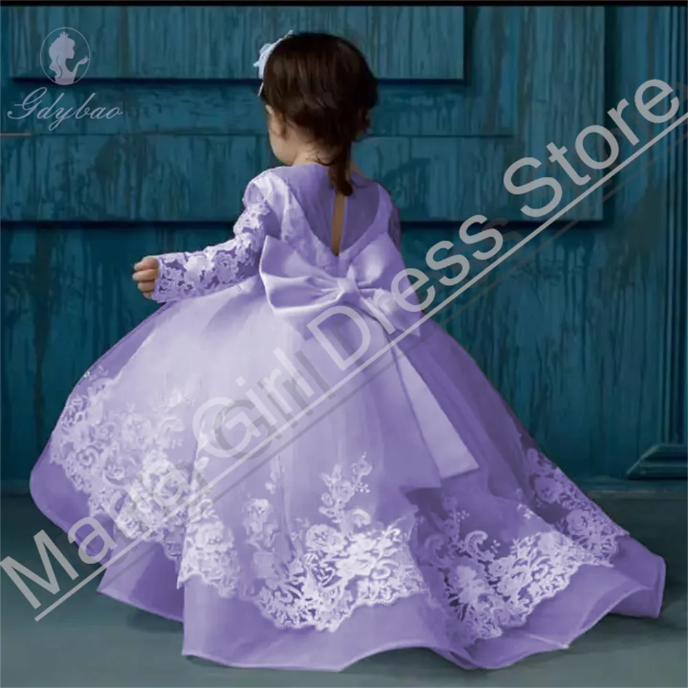 Light Lavender Ribbon Cute Flower Girl Dress Fluffy Trail Long Sleeve First Communion Children's Birthday Evening Dress
Light Lavender Ribbon Cute Flower Girl Dress Fluffy Trail Long Sleeve First Communion Children's Birthday Evening Dress