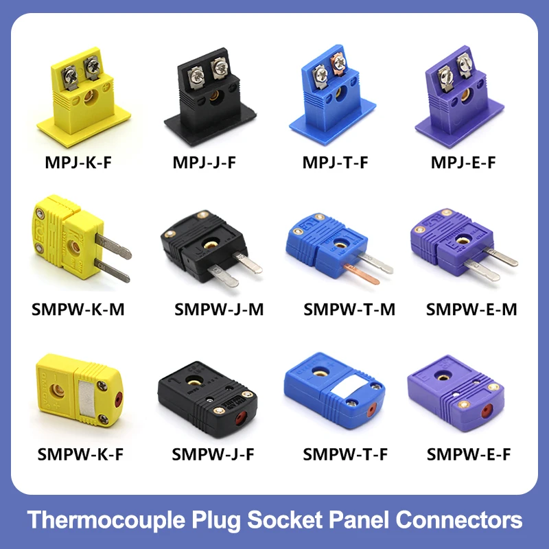 Thermocouple Miniature Plug Socket Panel SMPW-K/J/T/E/-M/F MPJ-K/J/T/E-F High Temperature Resistance Compensation Wire Connector
Thermocouple Miniature Plug Socket Panel SMPW-K/J/T/E/-M/F MPJ-K/J/T/E-F High Temperature Resistance Compensation Wire Connector