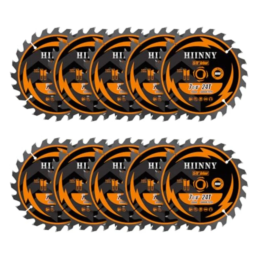 10 Pack Circular Saw Blade 7-1/4" 24T with 5/8" ArborATB TCT Carbide Tipped Thin Kerf Saw Blades for Cutting Wood Plastic and C
10 Pack Circular Saw Blade 7-1/4" 24T with 5/8" ArborATB TCT Carbide Tipped Thin Kerf Saw Blades for Cutting Wood Plastic and C
