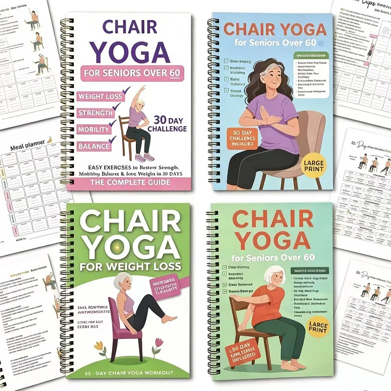 4Pcs Chair Yoga Book Set for Seniors Over 60 30Day Challenge Weight Loss Mobility Strength Balance Large Print Home Fitness Book
4Pcs Chair Yoga Book Set for Seniors Over 60 30Day Challenge Weight Loss Mobility Strength Balance Large Print Home Fitness Book