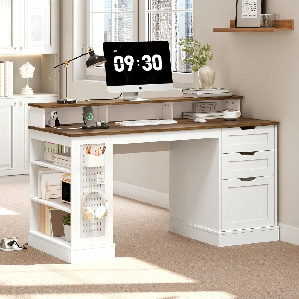 USA Shipping 55 inch Farmhouse Executive Desk with 2 Drawers and File Cabinet Computer Desk 3-Tier Storage Shelves Office Desks
USA Shipping 55 inch Farmhouse Executive Desk with 2 Drawers and File Cabinet Computer Desk 3-Tier Storage Shelves Office Desks