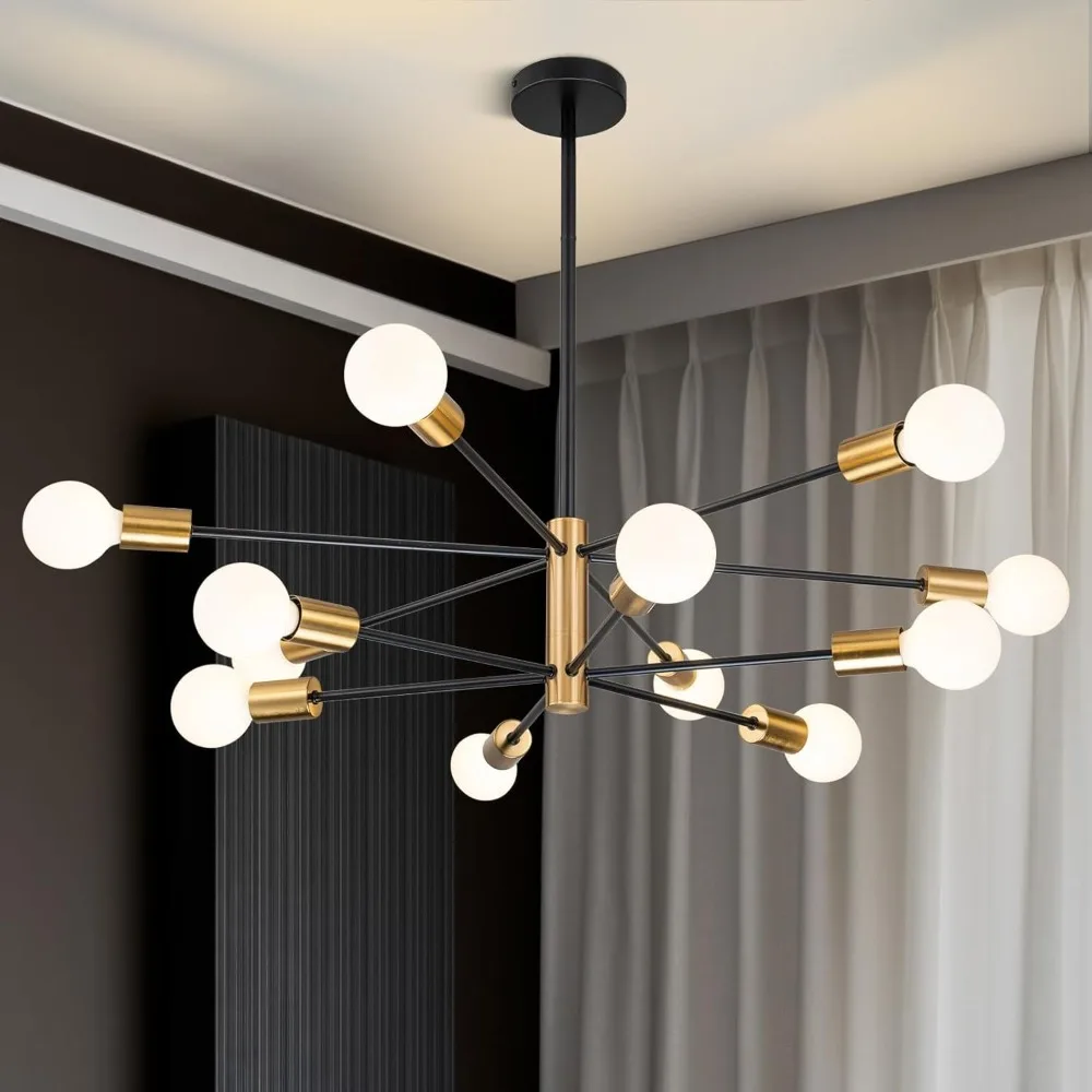 12-Light Modern Sputnik Chandelier Light Fixture E26/E27 Black-Gold Ceiling Lamp Fixture for Kitchen Living Room Bedroom Hallway 
12-Light Modern Sputnik Chandelier Light Fixture E26/E27 Black-Gold Ceiling Lamp Fixture for Kitchen Living Room Bedroom Hallway