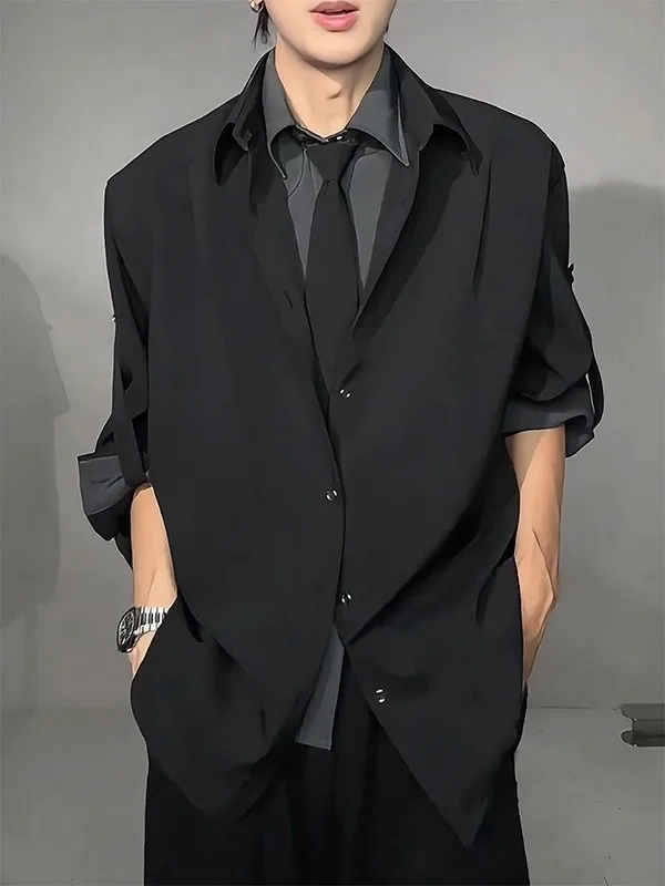 Black Long Sleeve Men's Shirt Draped Style Casual Fashion Polyester Fiber No Ironing Required Autumn Wear for Students And Co...
Black Long Sleeve Men's Shirt Draped Style Casual Fashion Polyester Fiber No Ironing Required Autumn Wear for Students And Co...