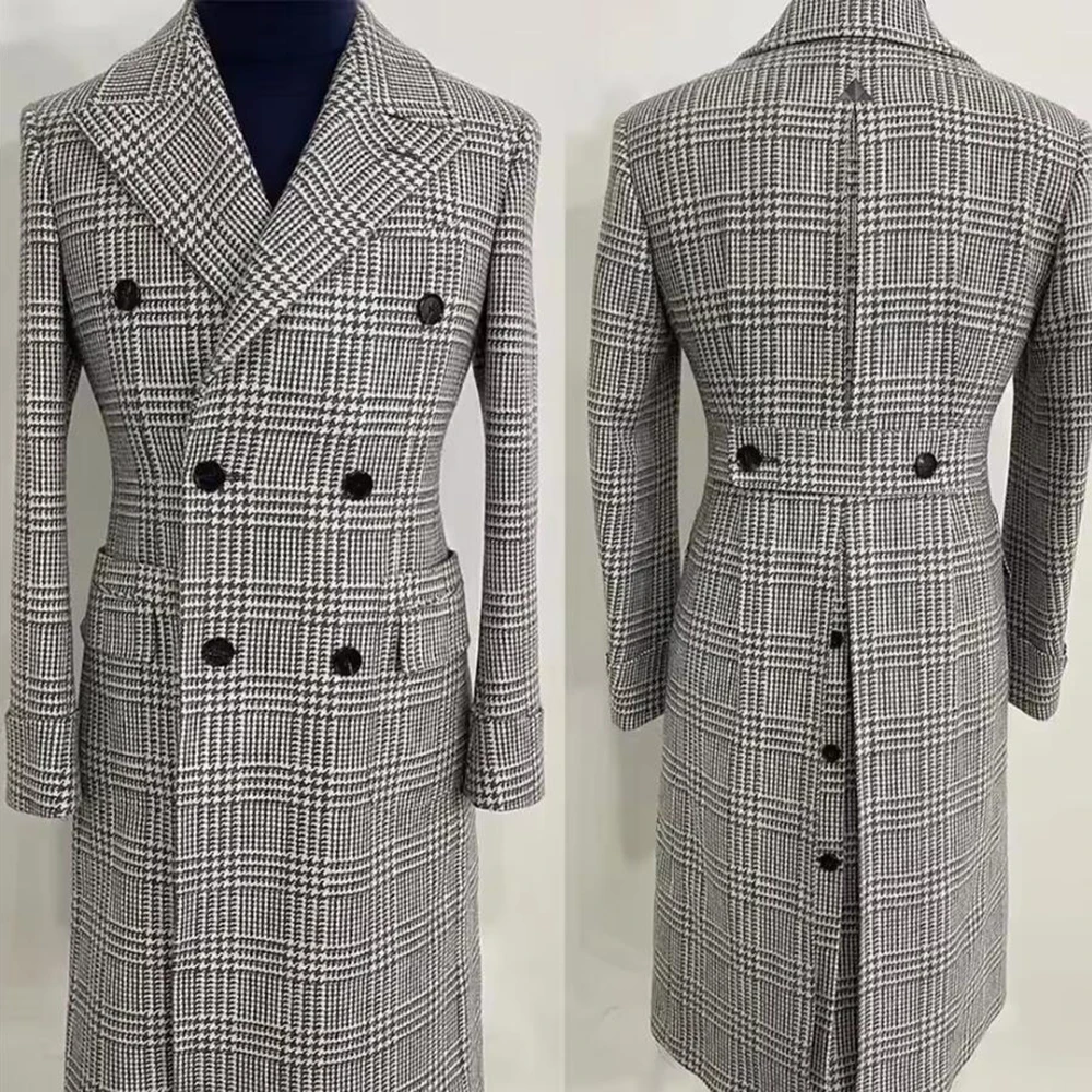 Men's England Style Suit Jackets Double Breasted Wool Blend Trench Coat Long Customized Man Business Houndstooth Groom Tuxedos
Men's England Style Suit Jackets Double Breasted Wool Blend Trench Coat Long Customized Man Business Houndstooth Groom Tuxedos