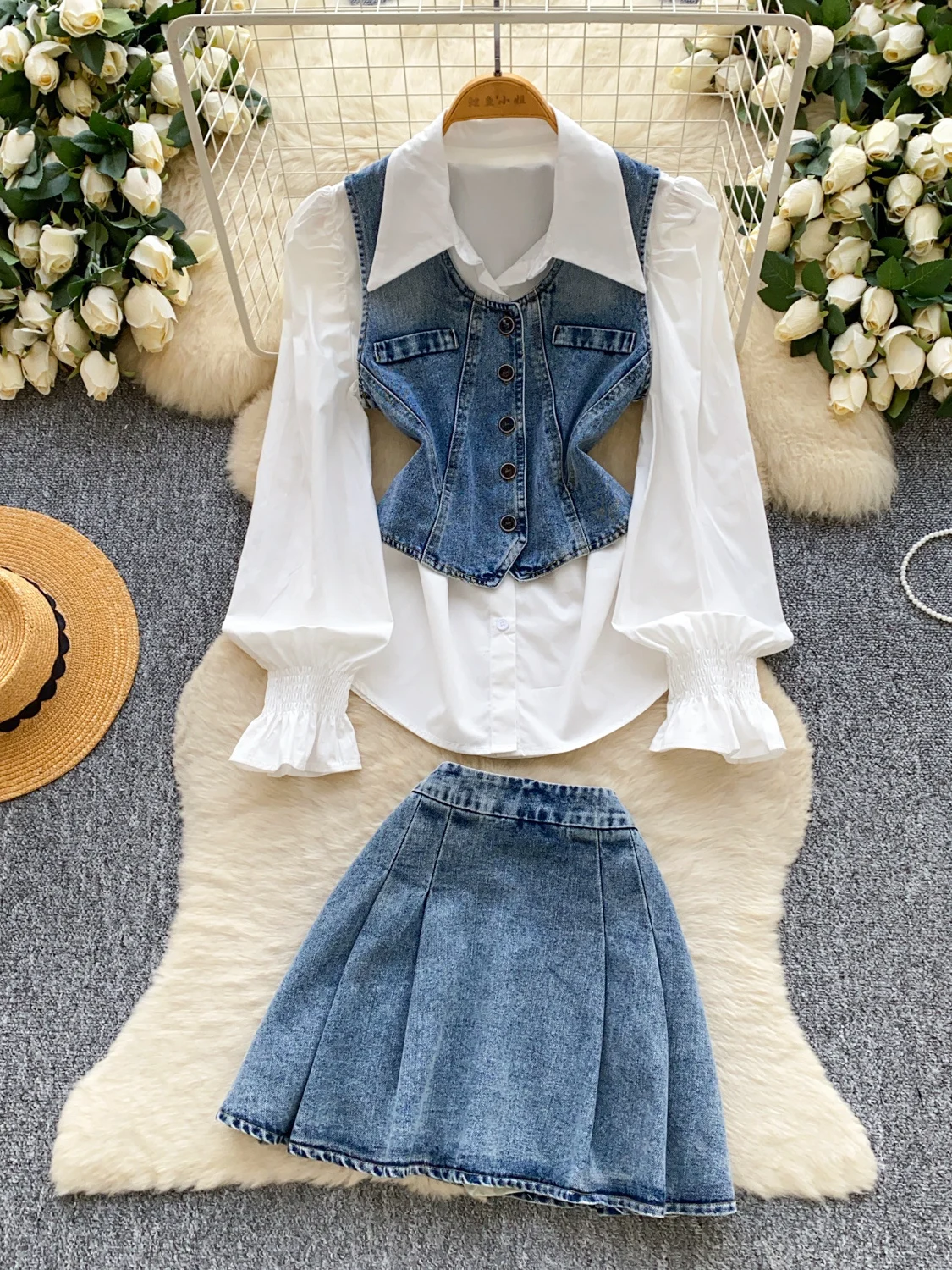 Джинсовый женский джинсовый жилет в стиле ретро с дизайном Bubble Sve Sensation, юбка с завязкой на талии, комплект из футболки, многослойный ансамбль
Джинсовый женский джинсовый жилет в стиле ретро с дизайном Bubble Sve Sensation, юбка с завязкой на талии, комплект из футболки, многослойный ансамбль