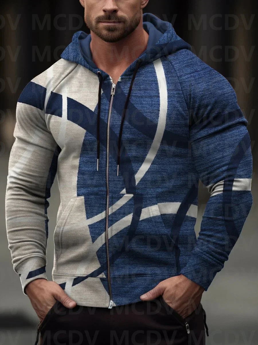 Men's Blue And White Modern Abstract Geometric Print Leaf Zip-Up Hoodie Sweatshirt
Men's Blue And White Modern Abstract Geometric Print Leaf Zip-Up Hoodie Sweatshirt