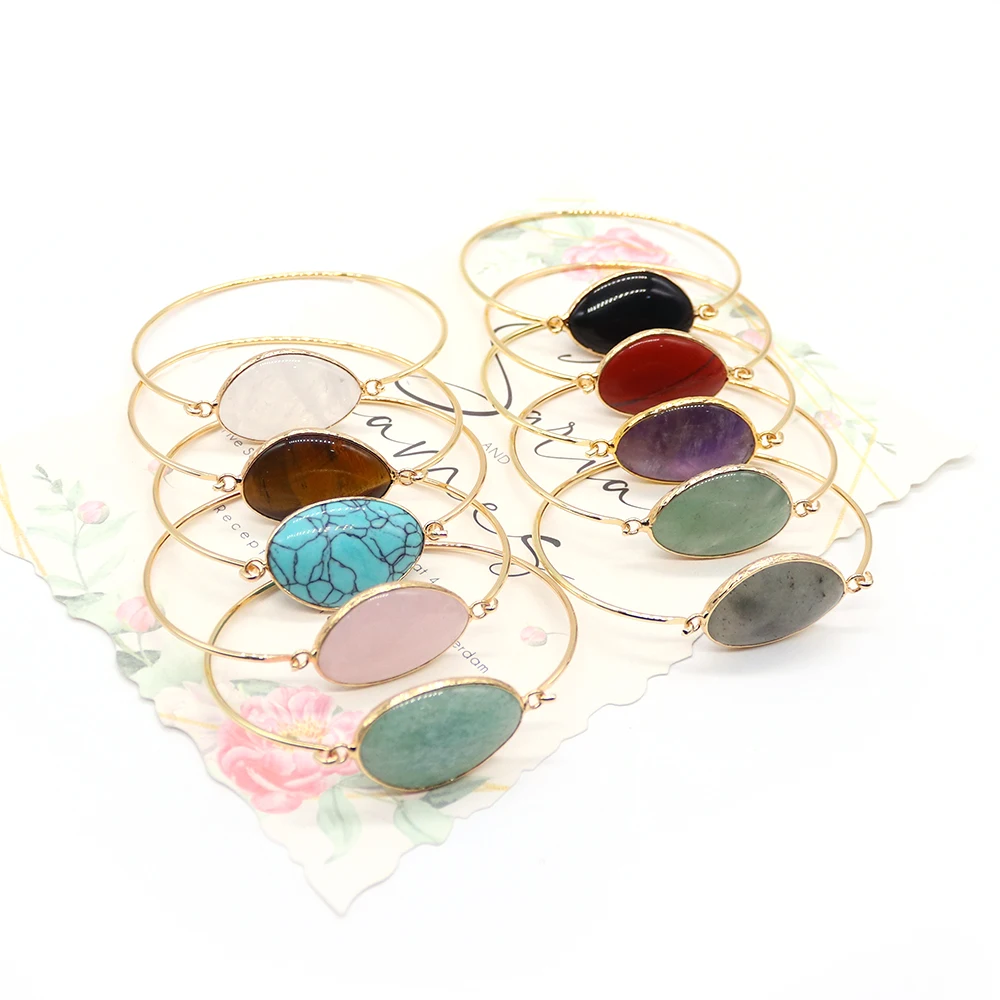 Inlaid Geometric Shape Natural Blue Turquoise Amethyst Rose Quartz Gold-plated Bangles Fashion Closed Bracelet Jewelry Gift 1 Pc
Inlaid Geometric Shape Natural Blue Turquoise Amethyst Rose Quartz Gold-plated Bangles Fashion Closed Bracelet Jewelry Gift 1 Pc