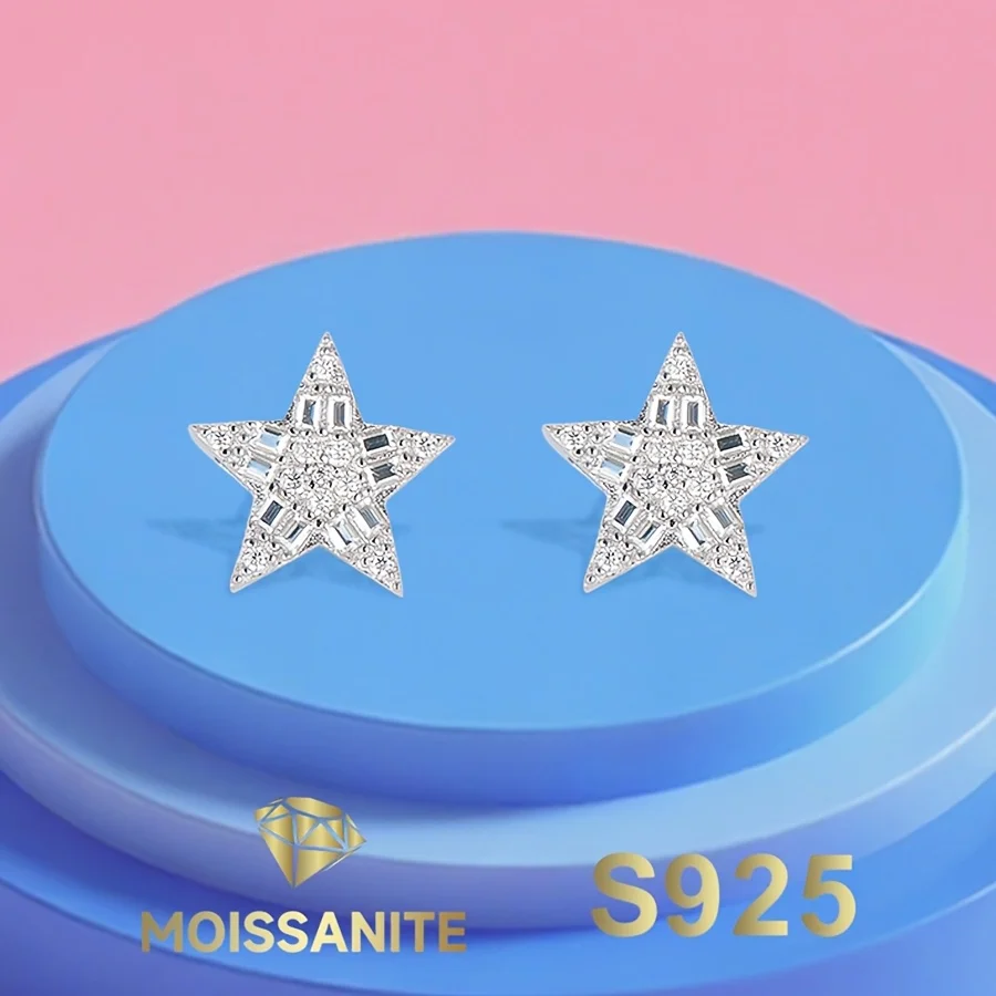 Star Moissanite Earrings 925 Sterling Silver Stud Earring for Women with Gra Certificate Elegant Fashion Jewelry
Star Moissanite Earrings 925 Sterling Silver Stud Earring for Women with Gra Certificate Elegant Fashion Jewelry