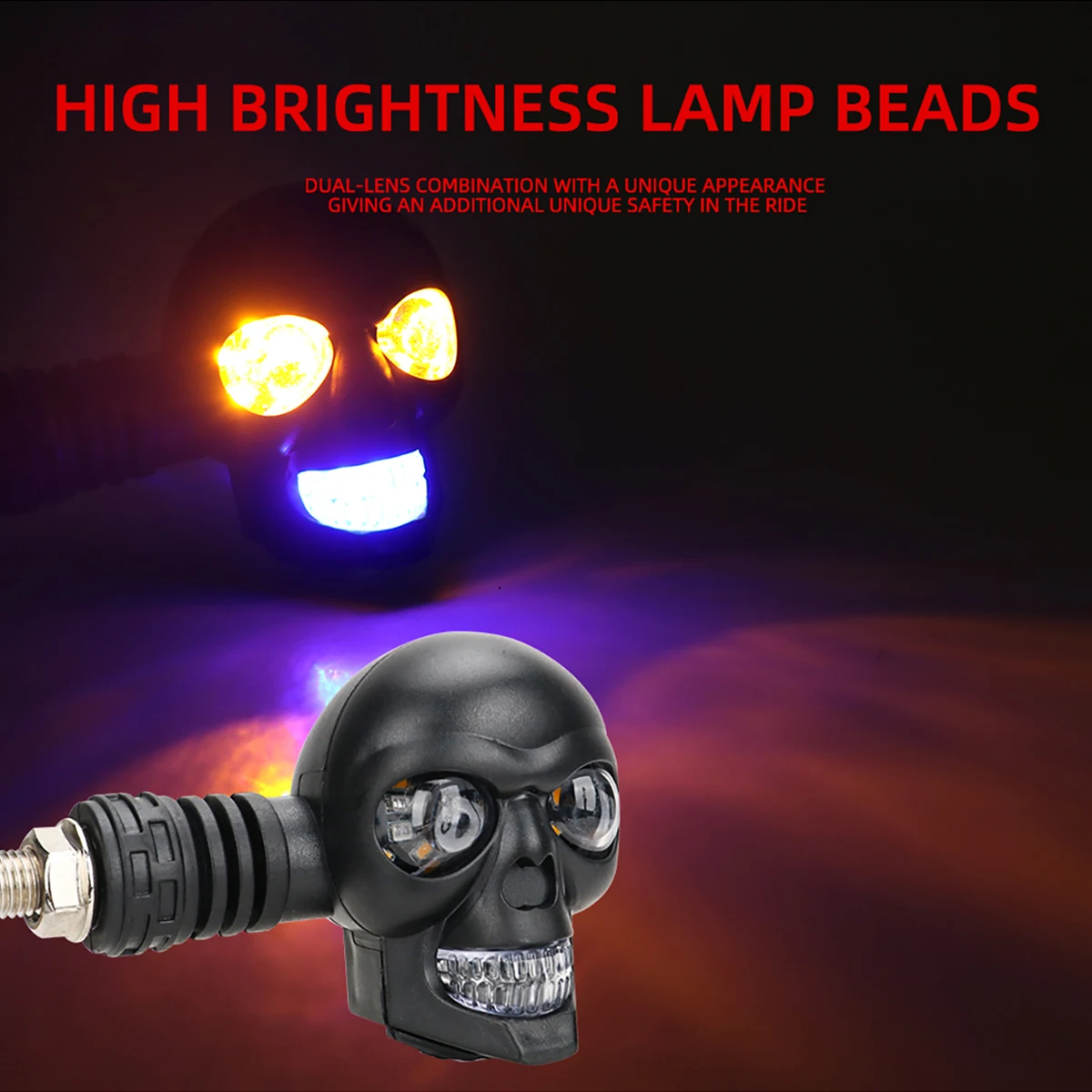 Motorcycle Skull Shape Indicator Dual Color Motorbike Scooter Front Rear Turn Signal Lights White/Red/Blue Yellow Running Lamp
Motorcycle Skull Shape Indicator Dual Color Motorbike Scooter Front Rear Turn Signal Lights White/Red/Blue Yellow Running Lamp