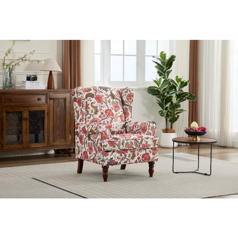 Modern Accent Chair With Retro Solid Wood Legs Soft Thick Upholstered Armchair Floral Print Single Sofa Chair Ergonomic Padded Seat Back Leisure Lounge Chair For Living Room Bedroom Apartment Office Reception Room Decor Floral Red
Modern Accent Chair With Retro Solid Wood Legs Soft Thick Upholstered Armchair Floral Print Single Sofa Chair Ergonomic Padded Seat Back Leisure Lounge Chair For Living Room Bedroom Apartment Office Reception Room Decor Floral Red