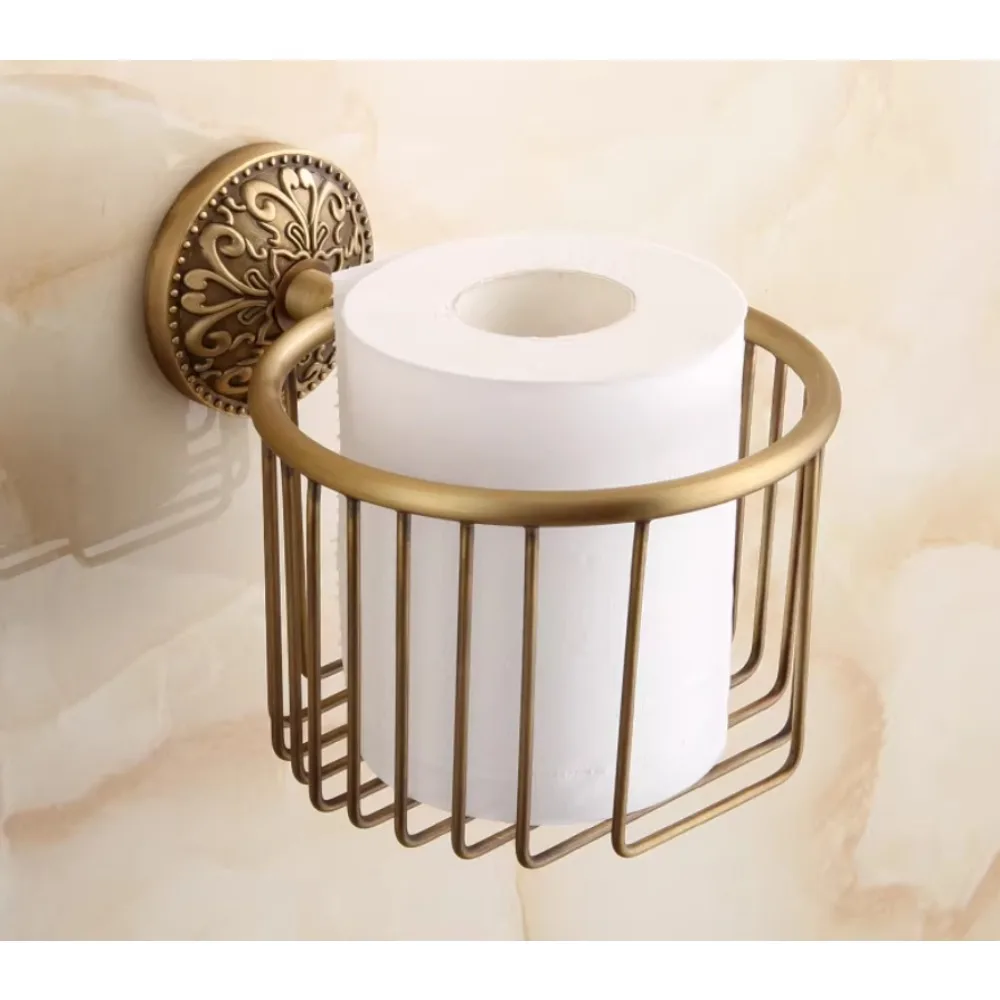 Wall-mounted antique brass roll holder, bathroom toilet paper holder
Wall-mounted antique brass roll holder, bathroom toilet paper holder