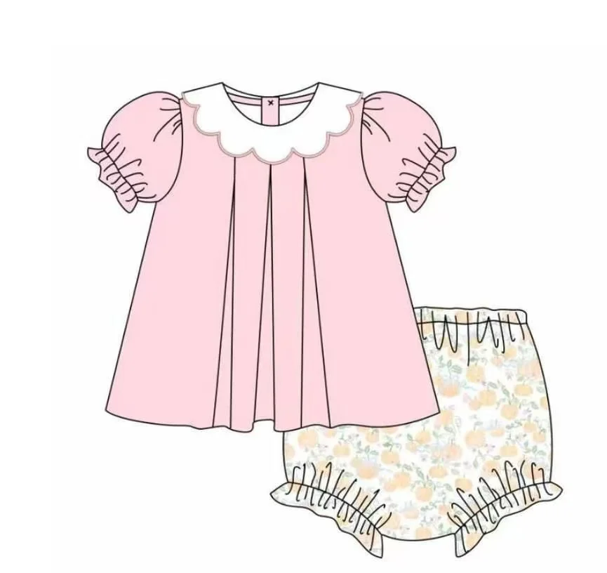 Thanksgiving Day Summer Children's Clothing Pink Puff Sleeves Doll Collar Printed Shorts Girls Fashion Set
Thanksgiving Day Summer Children's Clothing Pink Puff Sleeves Doll Collar Printed Shorts Girls Fashion Set