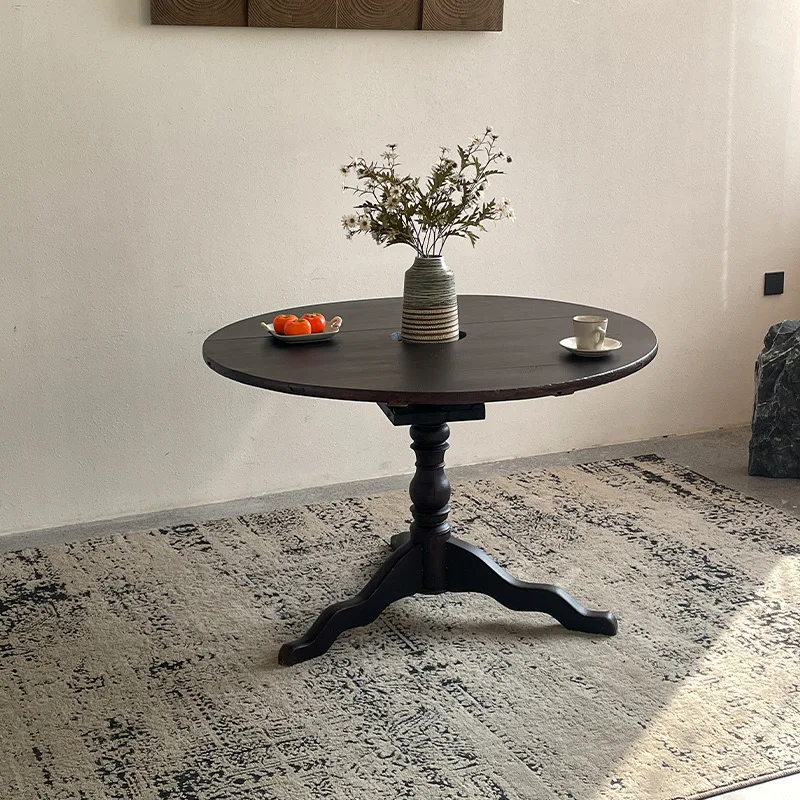 Old classic restaurant table B & B solid wood furniture rotating countertop medium antique black retro round table
Old classic restaurant table B & B solid wood furniture rotating countertop medium antique black retro round table