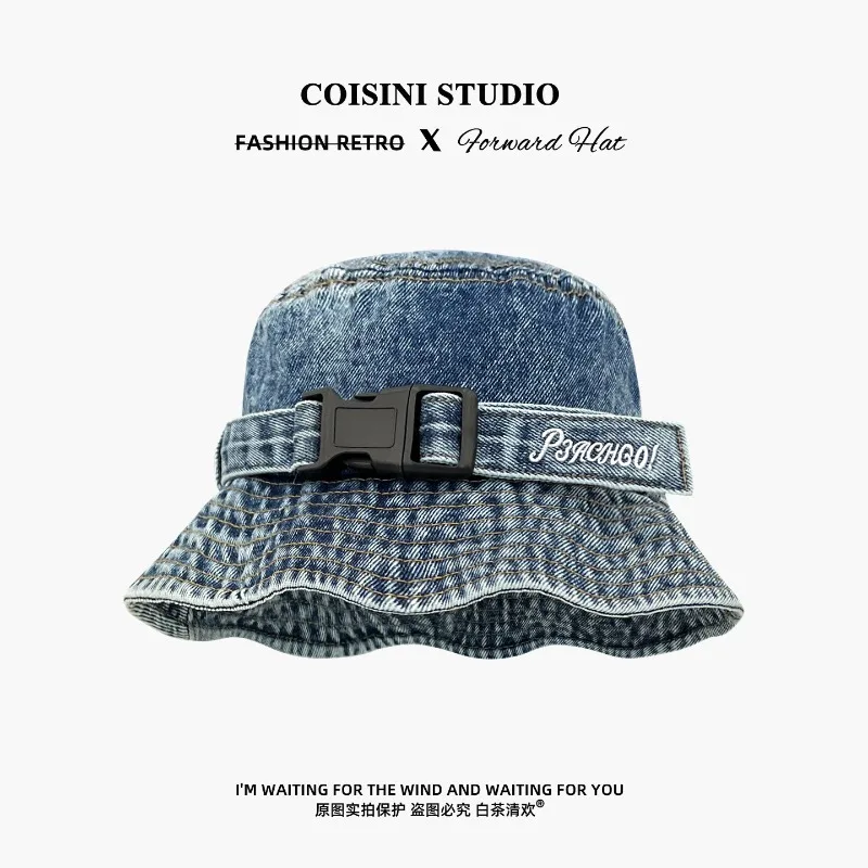 Niche Fashion Snap Belt Design Denim Bucket Hat Men's and Women's Summer Fisherman Cap Versatile Wide-brimmed Leisure Sun Caps
Niche Fashion Snap Belt Design Denim Bucket Hat Men's and Women's Summer Fisherman Cap Versatile Wide-brimmed Leisure Sun Caps