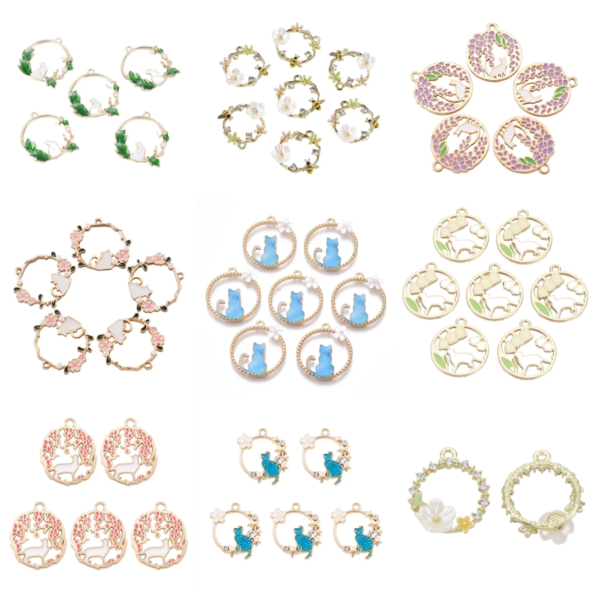 5pcs Colorful Alloy Enamel Pendant Cute Cat Rabbit Flowers Charms For Necklaces Earring Bracelet DIY Jewelry Making Findings
5pcs Colorful Alloy Enamel Pendant Cute Cat Rabbit Flowers Charms For Necklaces Earring Bracelet DIY Jewelry Making Findings