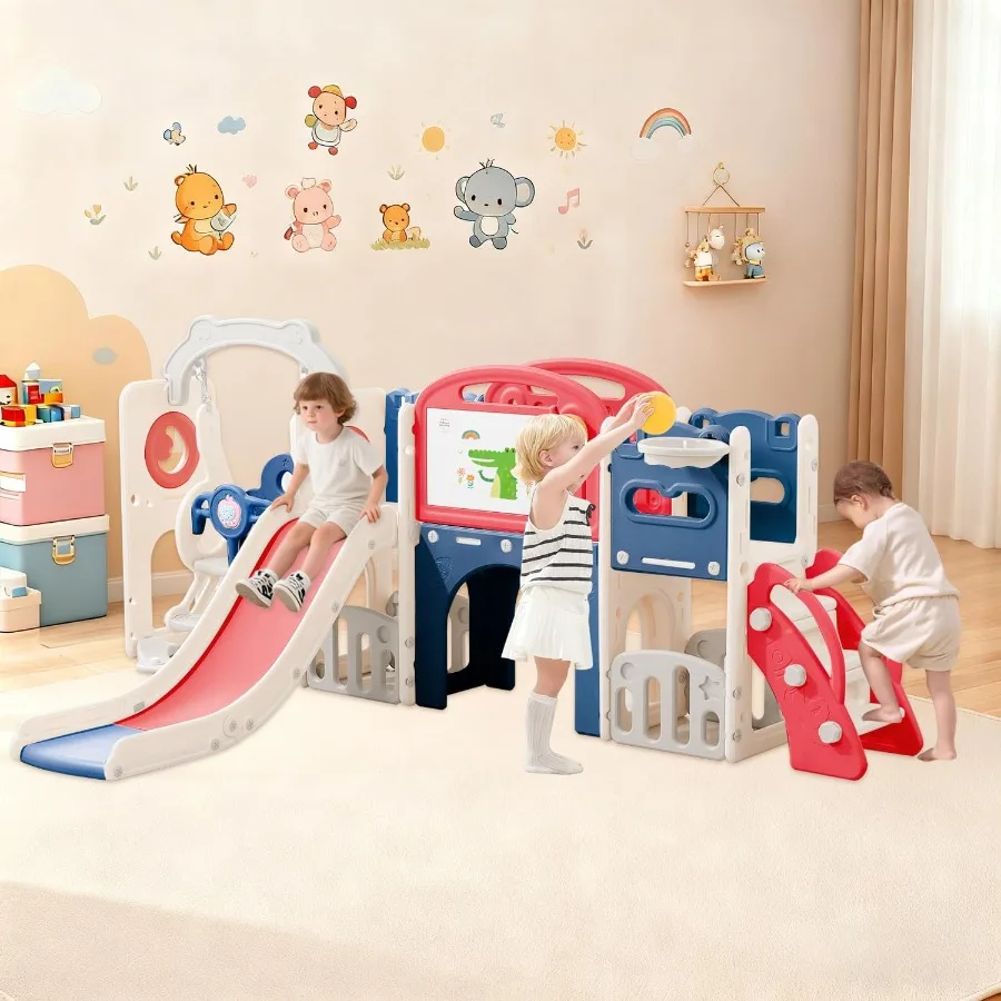 Игровой набор для малышей на открытом воздухе с баскетбольным мячом для детей от 1 до 3 лет, набор горки и качелей 12 в 1, игровая площадка, домашняя горка для D
Игровой набор для малышей на открытом воздухе с баскетбольным мячом для детей от 1 до 3 лет, набор горки и качелей 12 в 1, игровая площадка, домашняя горка для D