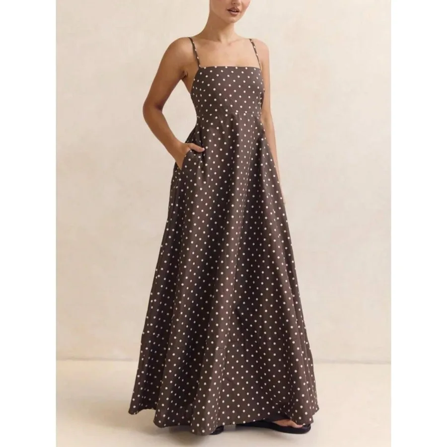 【New style】Women's Polka Dot Print Maxi Dresses Vintage Spaghetti Strap Square Neck Open Back Long Dresses Streetwear Party Clu
【New style】Women's Polka Dot Print Maxi Dresses Vintage Spaghetti Strap Square Neck Open Back Long Dresses Streetwear Party Clu