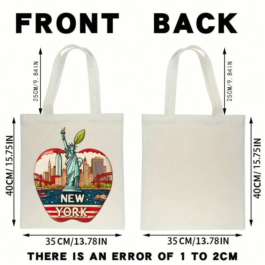 New York City Skyline Canvas Tote Bag With Statue Of Liberty Print Reusable Shopping Bag
New York City Skyline Canvas Tote Bag With Statue Of Liberty Print Reusable Shopping Bag