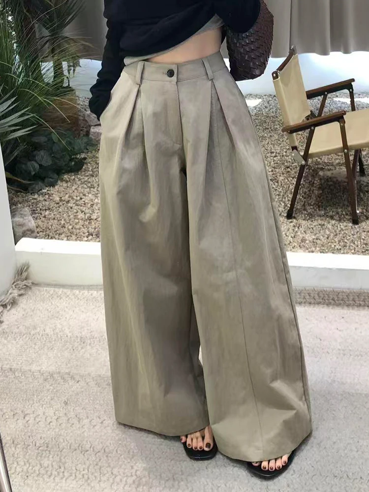 Faionable High Waist Straight Leg Pants Autumn New Arrival Pure Color Drapey Casual Trousers for Women Street Sle Loose Fit
Faionable High Waist Straight Leg Pants Autumn New Arrival Pure Color Drapey Casual Trousers for Women Street Sle Loose Fit