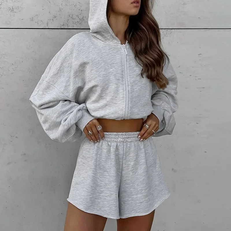 Women Casual Sports Hoodie Set Female Daily Clothing 2024 Winter High Street Fashion Women's Gray Jacket & Shorts Two Piece Sets
Women Casual Sports Hoodie Set Female Daily Clothing 2024 Winter High Street Fashion Women's Gray Jacket & Shorts Two Piece Sets