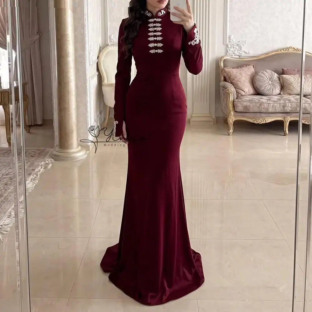 Women's A-line Evening Dresses Floor-length High-neck Full Sleeve Prom Dresses Fashion Sequined Lace-up Draped Customized Gowns
Women's A-line Evening Dresses Floor-length High-neck Full Sleeve Prom Dresses Fashion Sequined Lace-up Draped Customized Gowns