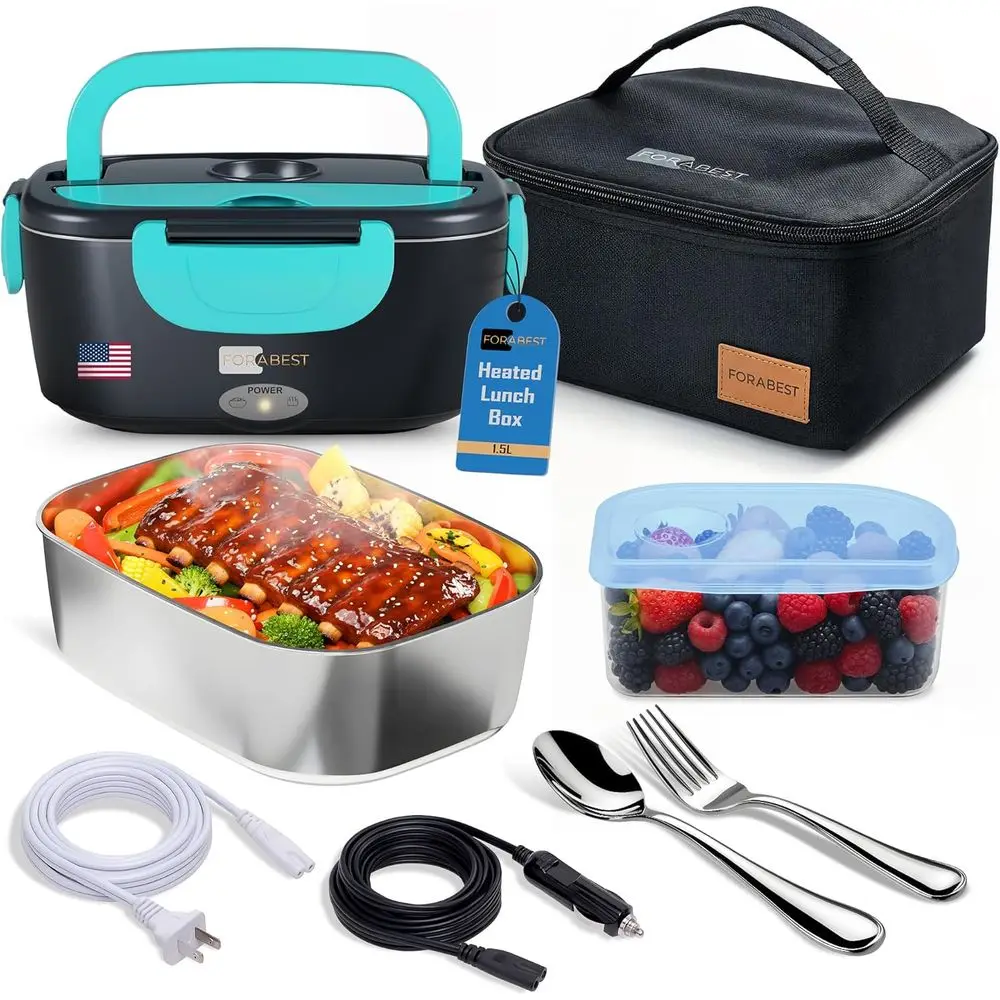 Heated Lunch Box, 80W Electric, Portable Food Warmer with 1.5L Stainless Steel Container, Utensils, Carry Bag & Leakproof Lid, 1
Heated Lunch Box, 80W Electric, Portable Food Warmer with 1.5L Stainless Steel Container, Utensils, Carry Bag & Leakproof Lid, 1