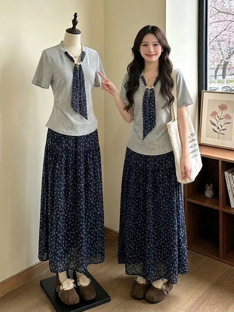 plus Size Floral Print Workwear Summer Outfit Two Piece Set High Waist Long Skirt V Neck Short Sleeve T Shirt Commute Fashion
plus Size Floral Print Workwear Summer Outfit Two Piece Set High Waist Long Skirt V Neck Short Sleeve T Shirt Commute Fashion