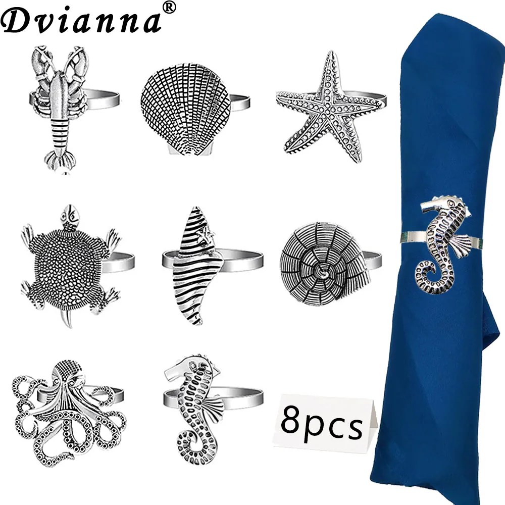 8Pcs Coastal Sea Creatures Metal Napkin Rings Retro Gold/Silver Napkin Holders Ring for Christmas Easter Table Decor HWM224
8Pcs Coastal Sea Creatures Metal Napkin Rings Retro Gold/Silver Napkin Holders Ring for Christmas Easter Table Decor HWM224