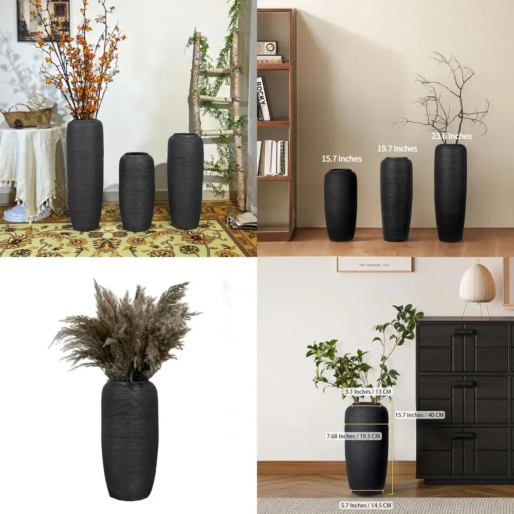Rustic Black 15.7 Tall Ceramic Vase for Farmhouse Decor, Vintage Flower Holder, Home Living Room Entryway Table Centerpiece, Ter
Rustic Black 15.7 Tall Ceramic Vase for Farmhouse Decor, Vintage Flower Holder, Home Living Room Entryway Table Centerpiece, Ter