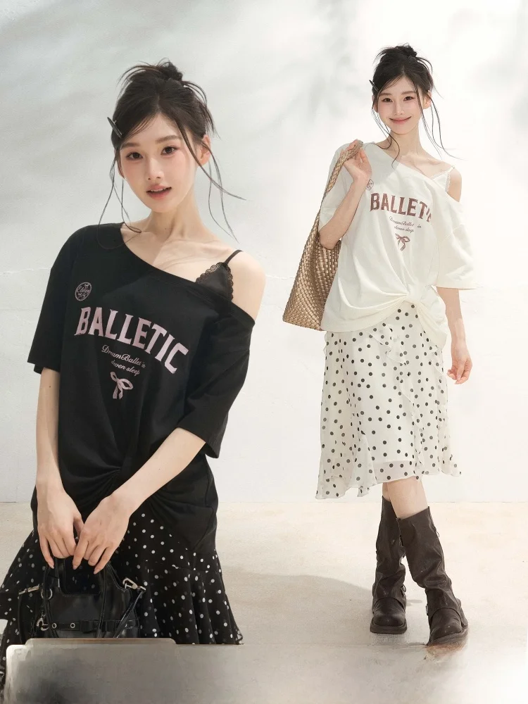 ELEVEN SP Summer Lace Trim Shoulder Baring Short Sleeve T Shirt Women's Unique Design Sensation Korean Style Cotton Casual Top
ELEVEN SP Summer Lace Trim Shoulder Baring Short Sleeve T Shirt Women's Unique Design Sensation Korean Style Cotton Casual Top