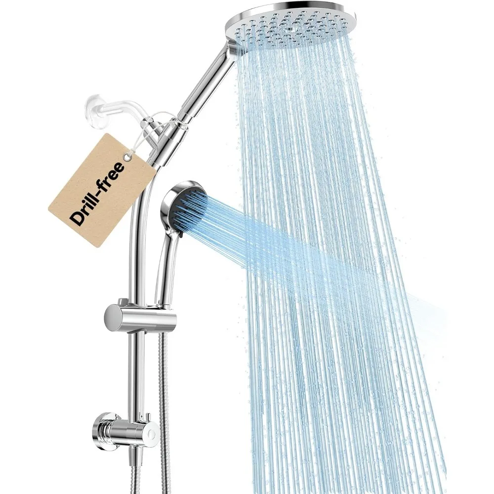 Drill-free Dual Shower Head with Handheld Combo Rainfall Shower Head Easy Reach 3-way Diverter Stainless Steel Slide Bar
Drill-free Dual Shower Head with Handheld Combo Rainfall Shower Head Easy Reach 3-way Diverter Stainless Steel Slide Bar