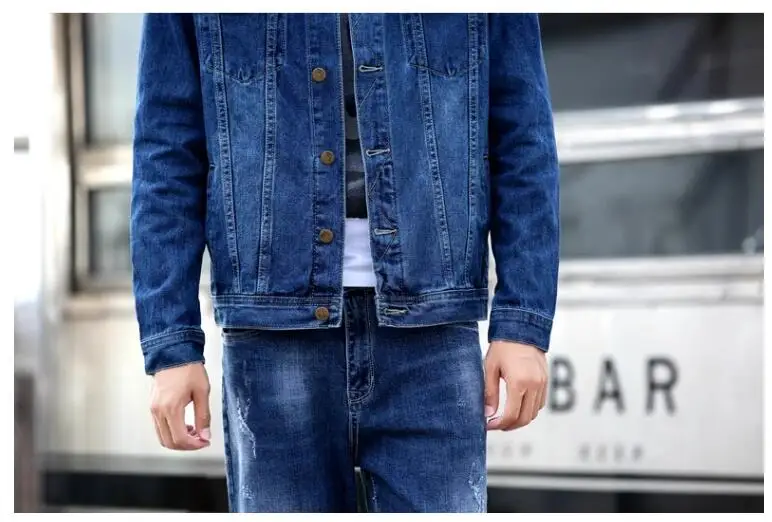 Summer New Men Pure Colour Denim Jacket Single-breasted Lapel Daily Casual Coats 83 Sb0f83bd295484bfea91ed8fe3ee4faf3v