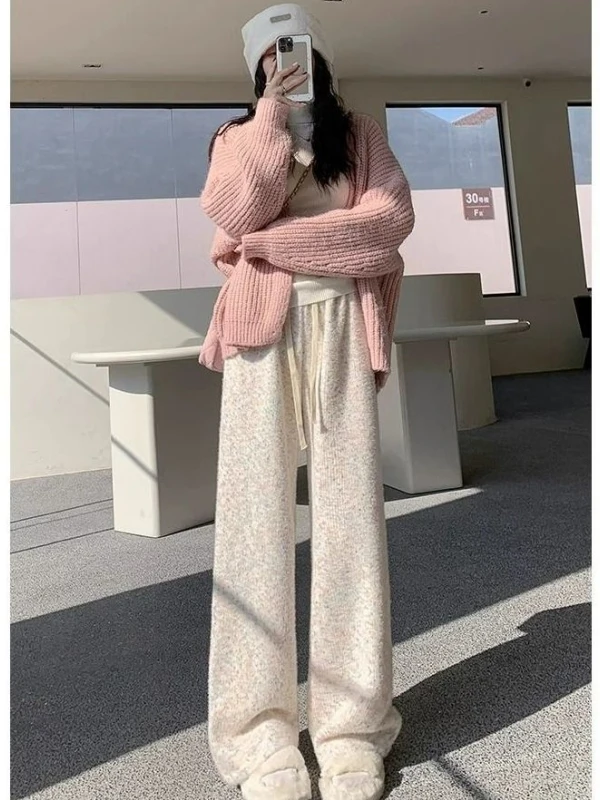 plus Size Rainbow Wide Leg Pants Knitted Fleece Lined Casual Autumn Winter Style Men Women Loose Fit Straight Cut Knitwear
plus Size Rainbow Wide Leg Pants Knitted Fleece Lined Casual Autumn Winter Style Men Women Loose Fit Straight Cut Knitwear