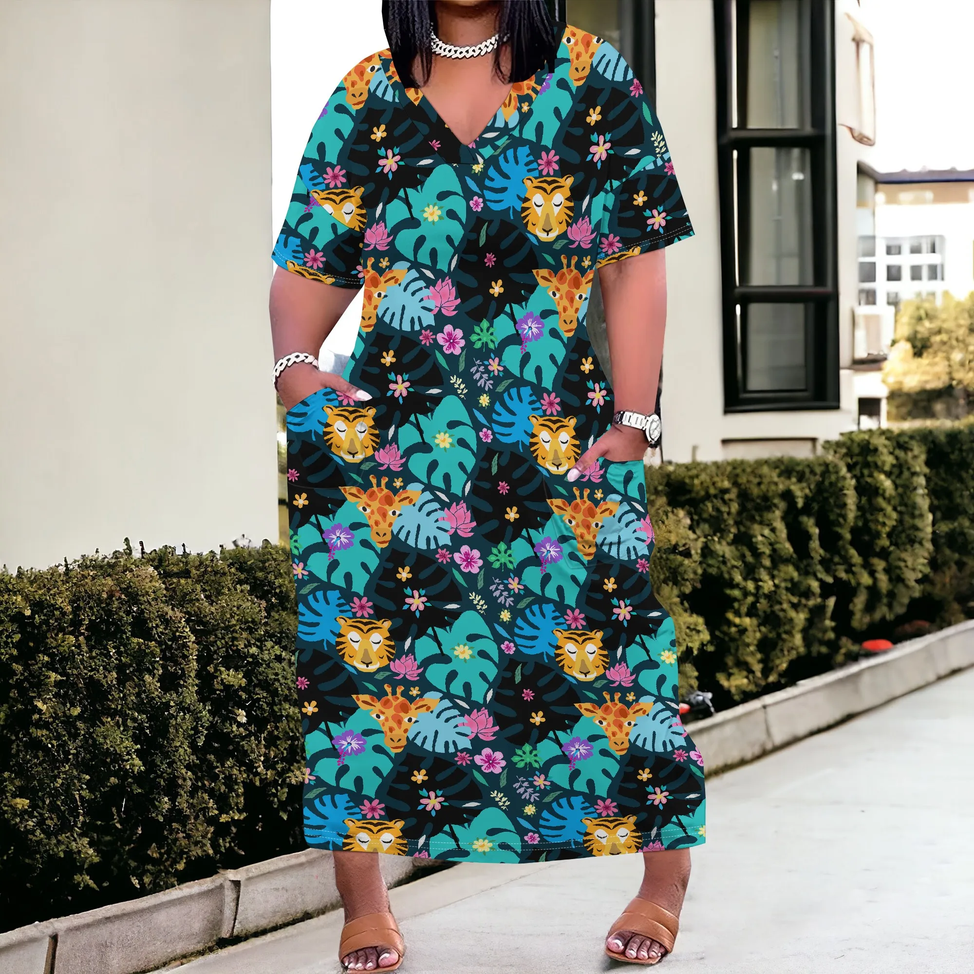 Safari Animal Print Women's Maxi Dress 2025 New Arrival Plus Size XL-6XL for Casual & Vacation Wear
Safari Animal Print Women's Maxi Dress 2025 New Arrival Plus Size XL-6XL for Casual & Vacation Wear