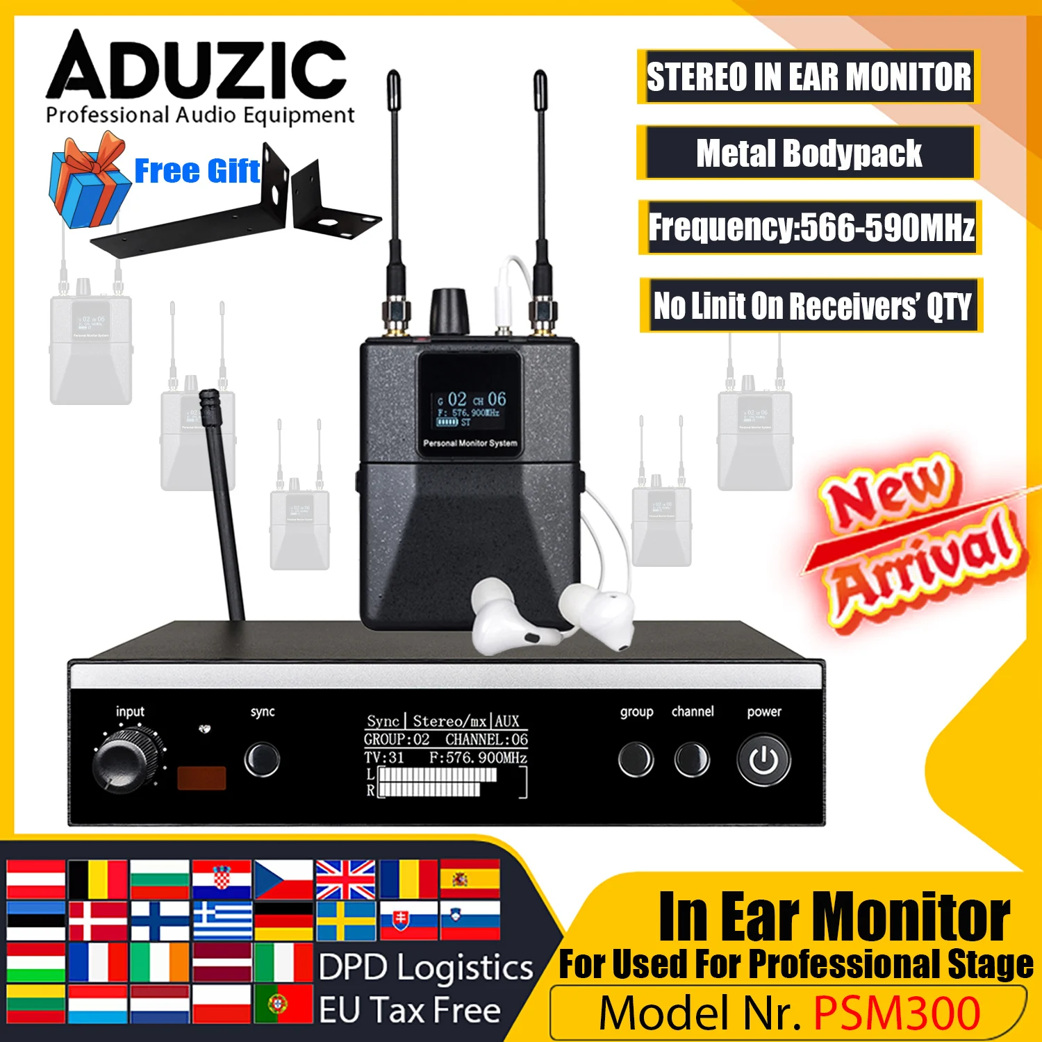 ADUZIC PSM300 Stereo Wireless Monitoring System In Ear Monitor De Palco Sem Fio 566-599MHz In-Ear Monitor IEM Wireless System
ADUZIC PSM300 Stereo Wireless Monitoring System In Ear Monitor De Palco Sem Fio 566-599MHz In-Ear Monitor IEM Wireless System