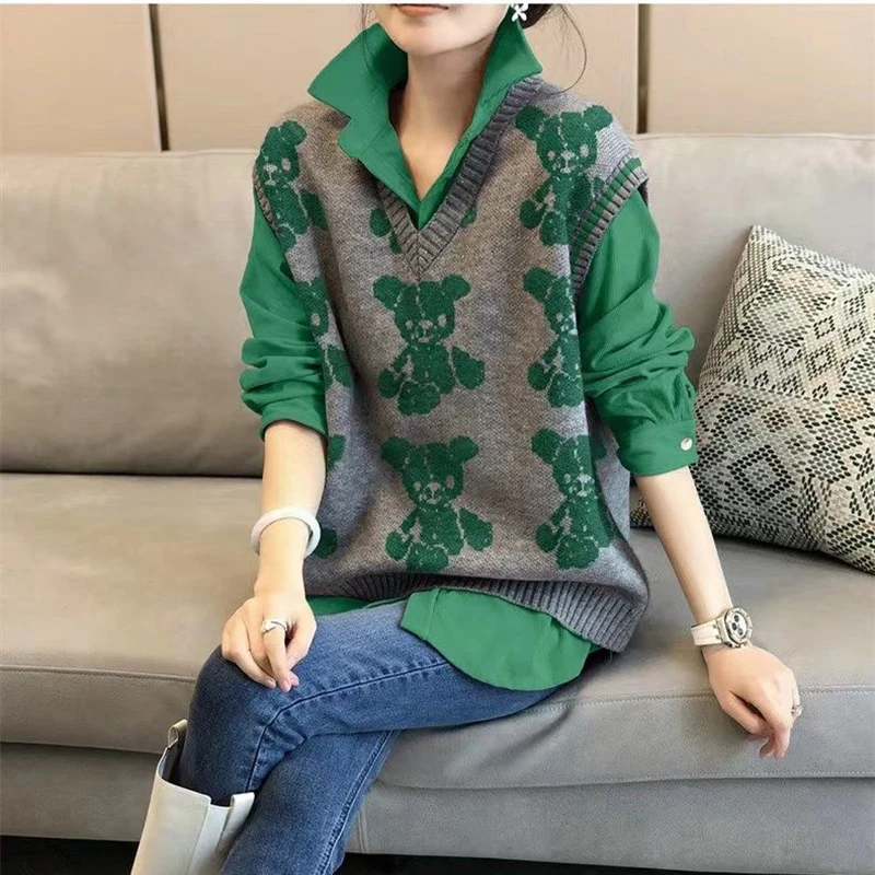 Fashion Lapel Spliced Loose Casual Cartoon Shirts Women's Clothing 2023 Autumn Winter Oversized Korean Tops Commuter Blouses
Fashion Lapel Spliced Loose Casual Cartoon Shirts Women's Clothing 2023 Autumn Winter Oversized Korean Tops Commuter Blouses