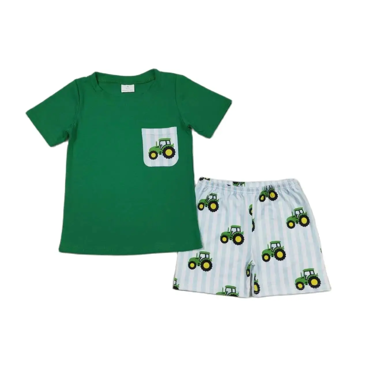 BSSO0903 Kids Boys Summer Outfit Sets Short Sleeves Top Farm Tractor Pocket Green Print With Shorts Children Clothes
BSSO0903 Kids Boys Summer Outfit Sets Short Sleeves Top Farm Tractor Pocket Green Print With Shorts Children Clothes