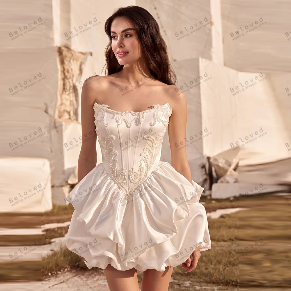 Charming Women's Wedding Dresses Satin Bridal Gowns Pearl Decoration Dress Sleeveless Backless Vestidos De Novia Customized 2026
Charming Women's Wedding Dresses Satin Bridal Gowns Pearl Decoration Dress Sleeveless Backless Vestidos De Novia Customized 2026
