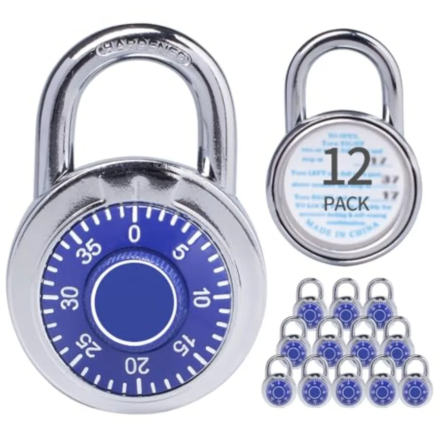 Combination Padlocks with Metal Body, Indoor Use for Gym Lockers and School Locker, Blue, 12-Pack
Combination Padlocks with Metal Body, Indoor Use for Gym Lockers and School Locker, Blue, 12-Pack
